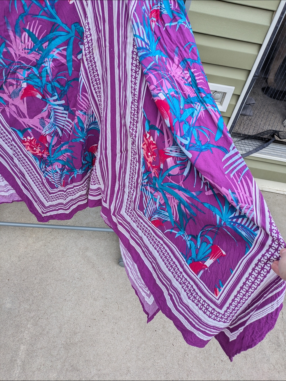 Roaman's Purple Floral & Teal Swim Coverup - Picture 2 of 7